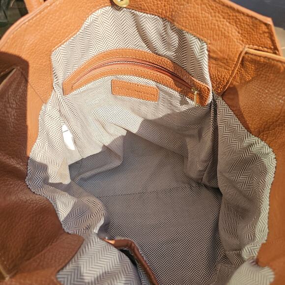 Huge Steve Madden Satchel, Camel Color, Buckle and Tassel Detail Faux Leather - Picture 7 of 11